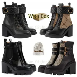 DHgate Hot Ankle Boots Womens Martin Boots High Heel Combat Boot Zipper Platform Heel Leather Boot Lace-Up Boots Snow Boots Desert Boot Vintage Print Jacquard With Box