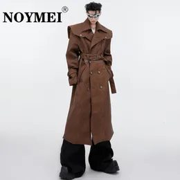 Men Blends NOYMEI Niche Windbreakers Leather Coat Detachable Short Long Over Knee Cape Silhouette Trench 2023 Trend Overcoat WA2812 230920