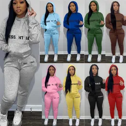 Winter Women Hooded Tracksuits Letter Printed Pullover Sweatshirt Two Piece Set Silicone Logo Sweater Sweatpants Sweatsuit307E