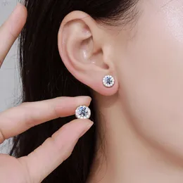 Moissanite manyetik takılar 1CT 925 STERLING Gümüş Yuvarlak Kesilmiş Beyaz Mavi Renkli VVS Moissanit Elmas Saplama Küpe