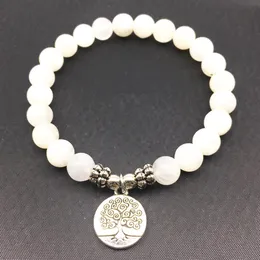 SN1334 Bracciale da donna di alta qualità Pietra di luna naturale Bracciale con ciondolo albero della vita Meditativo Yogi Balance Bracciale252I