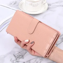 Wallets 2023 Long Women's Wallet Solid Color Simple Large Capacity Coin Purse Card Holder Women ID Holders Purses Bolasa