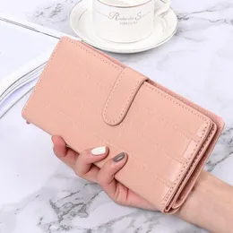 Carteiras 2023 Long Women's Wallet Cor Sólida Simples Grande Capacidade Moeda Bolsa Titular Mulheres ID Titulares Bolsas Bolasa