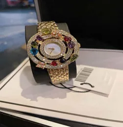 Ladies color gem watch size 36mm imported quartz movement 316 fine steel folding buckle diamond dial8833278
