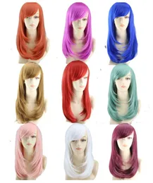Парик для косплея WoodFestival для женщин, длинные прямые парики, волосы из синтетического волокна, термостойкие, красный, синий, белый, бордовый парик party1728360