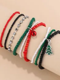 Strand 5 pulseiras de contas de arroz feitas à mão para o Natal