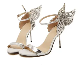 Sandálias de designer de luxo mulheres salto alto sexy moda palavra oco arco fivela stiletto saltos banquete boate sapatos ouro prata bor3542974