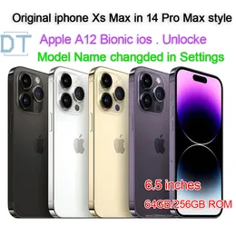 A+Ausgezeichneter Zustand, generalüberholtes, entsperrtes XS Max im iPhone 14 Pro Max-Stil, 6,5-Zoll-OLED-Display, 4G LTE, 4 GB RAM, 64G/256G, A12 IOS12-Mobiltelefon