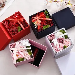 Подарочная упаковка на день учителя, двухслойная вращающаяся роза, набор ювелирных изделий, коробка для свадебной вечеринки