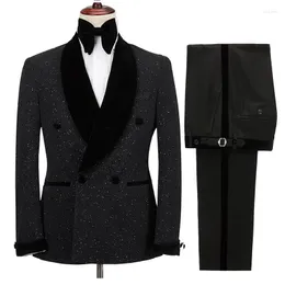 Abiti da uomo Completo completo autunnale Abito da sposa Sposa e uomo Doppio petto 2 pezzi Rosso Nero Bianco Blu scuro Abbigliamento di fascia alta