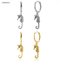 Baumelnde Ohrringe Kikichicc 925 Sterling Silber Gold Seepferdchen Tropfenohrring Piercing Pendiente Luxus 2023 Mode Damen Schmuck für Europa