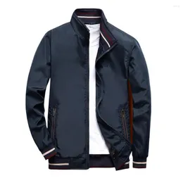 Men's Jackets Plus Size Men Jacket Solid Color Embroidery Autumn Overcoat Ribbed Cuff Fine Stitching Outerwear Coat