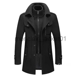 Męskie okopy płaszcze kaszmirowe Trench płaszcze zimowe kurtki płaszcze wełny mieszanki Wysokiej jakości nowe zimowe płaszcze płaszcze męskie Business Casual Trench Coats 4 J230920