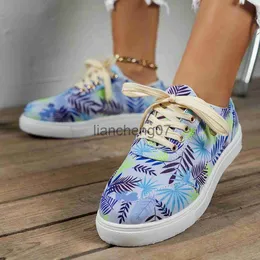 Klädskor sneakers kvinnor 2023 Hawaiian hibiscus tryck avslappnad kvinna lägenheter sommar blommig design andas platt skor för kvinnors zapatos mujer x0920