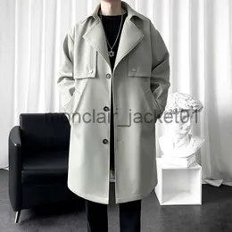 Herrgravrockar koreanska mode män trench coat harajuku vindbrytare affärer casual överrock män kvinna outwear hip hop streetwear rockar j230920