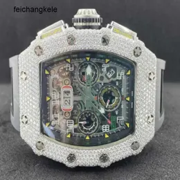 Richardmill Watch Milles Watches Mechanical 17 Carat Vvs1+ #039; White Mosonite Diamond Round Cut Automatic Luxury Mens