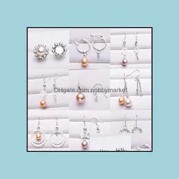 Impostazioni gioielli Orecchini di perle 925 Orecchini a bottone in nastro 16 stili Fai da te Adatto per 6 mm e oltre Consegna a goccia di Natale Dhgarden Ot5N1