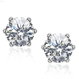 R.GEM. Klassiska 6 fot smycken 0,5ct 1CT VVS 925 Silver Round Brilliant Diamond Gemstone Stud Moissanite örhängen för gåva