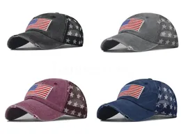 Ковбойские шляпы Американские бейсболки Трампа Потертые потрепанные флаги США Сетчатая кепка со звездами Солнцезащитная шляпа для вечеринки DD2188813208