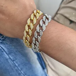 Bling Strass Hip Hop Cuban Link Kette Armbänder für Frauen Männer Iced Out Voller Kristall Rapper Hand Kette Luxus Schmuck