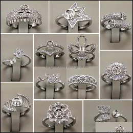 Jewelry Settings Wholesale Pearl Ring Zircon Solid 925 Sier 16 Styles For Women Mounting Rings Adjustable Blank Diy Drop Deli Dhgarden Otrei