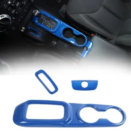 Front Water Cup Gear Panel Central Console Armest Box Keyhole Cover Trim för Jeep Wrangler JK Unlimited 11-17 3PC Blue237S