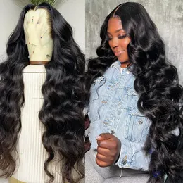 Human Hair Lace Frontal Wig Body Wave HD Lace Wig Indian Wavy 13x4 Lace Front Wigs For Women Glueless Synthetic Black Wig
