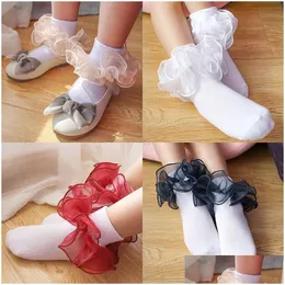 Kids Socks 8 Colors Baby Girls Cotton Lace Three-Nsional Ruffle Sock Infant Toddler Children Clothing Christmas Gifts M3214 Drop Del Dht1K