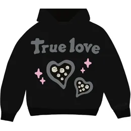 Kvinnors hoodies tröjor svart kärlek skum tryck y2k kvinnor kläder par toppar tröja harajuku goth streetwear grunge kläder överdimensionerade hoodie 230920