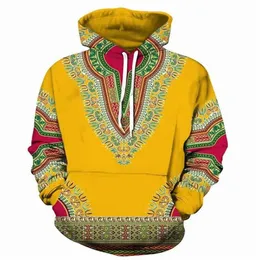 Bazin Riche Men African Dashiki Bluet Tradycyjna wzór 3D Pullover Kobiety Hiphop African Ubranie Kolorowa etniczna bluza 280J
