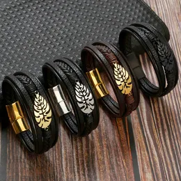 MeiPing Bracciale con Cinturino in Pelle a Fascino Multistrato con
