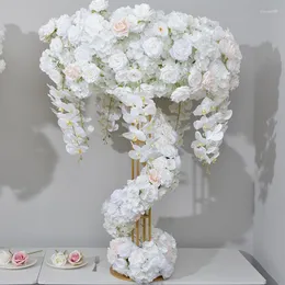 Dekorativa blommor Ferrishjulssimulering Flower Art Dining Table Embroidered Ball Rose Row Circular Shelf Decoration Arrangeme