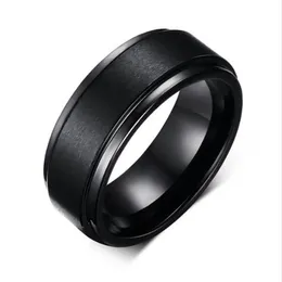 Mens Rings BASIC 8MM Wedding Band Black Pure Tungsten Carbide Engagement Ring for Men Matte Brushed Center Jewelry bague homme250q