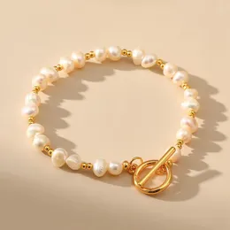 Strand Vlen Naturalne perły słodkowodne Bransoletka dla kobiet luksusowa biżuteria złoto Plane koraliki ustawialne bransoletki pulseras mujer girl gift