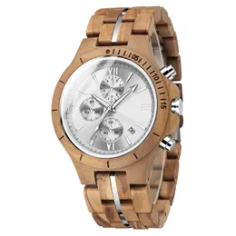 Роскошные мужские деревянные часы, многофункциональные деревянные наручные часы, модные спортивные кварцевые часы с деревянным ремешком, подарок для мужа224x