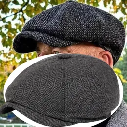 Berets unisex jesienne zima beret caps mężczyźni kobiety ciepły tweed ośmioboczny kapelusz dla mężczyzn detektyw hats retro flat Chapeau