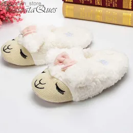 Slippers Cute Sheep Animal Cartoon Women Winter Home Slippers For Indoor Bedroom House Warm Cotton Shoes Adult Plush Flats Christmas Gift Q230920