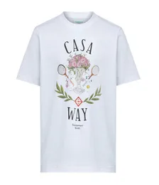 23SS way t-shirt raquette de tennis bouquet lettre impression t-shirts décontracté col rond hommes et femmes à manches courtes T-shirt3057212