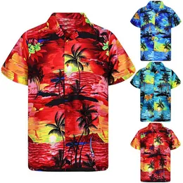 Remera Hawaiana Para hombre Informal a la moda con botones estampado hawaiano men'sカジュアルシャツ279c