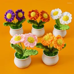 Dekorativa blommor Simulering Handstickad Daisy Potted Plant Artificial Wedding Party Festival Ornament CAR Home Desktop Decorations