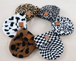 Família combinando roupas unisex adulto leopardo cowprint gorros malha chapéu dupla camada lã boné inverno quente homens senhora 230920