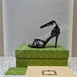 Sandali gladiatore da donna Stilista femminile Scarpe da passerella in vera pelle Nuovo marchio femminile cinturino alla caviglia con cerniera posteriore Sandali a spillo Scarpe da festa per esterni