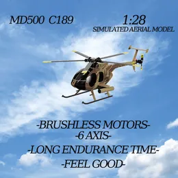 Electric RC Aircraft 1 28 C189 Bird Dual Brushless RC Helicopter TUSK MD500 Simulation Model 6 Axis Gyro Airplane Gifts For Kids Toy 230920