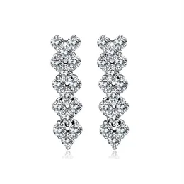 3A Austria Diamond Stud Luxury Heart Designer Earrings Shining Crystal Genuine 925 Sterling Silver Charm Zircon Roman Love Earring246m