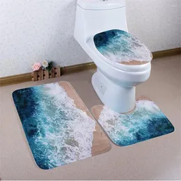변기 시트 커버 깔개 스타일이 아닌 미끄럼 방지 매트 덮개 파란색 욕실 뚜껑 바다 목욕 홈 장식