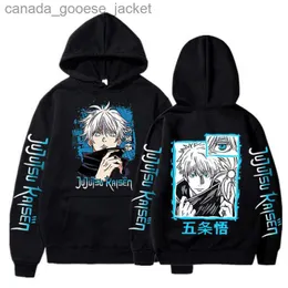 Herrtröjor tröjor 2023 nya anime jujutsu kaisen satoru gojo hoodie överdimensionerade höst vinter fleece tröja män kvinnor långärmad pulloverl230920