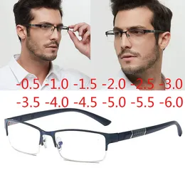 Solglasögon ramar halva metallramen närsynta glasögon unisex myopia 0 0 5 1 1 5 2 2 5 3 4 5 6 färdiga produkter nummer grader 230919