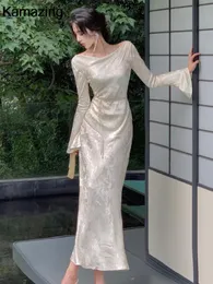 기본 캐주얼 드레스 가을 우아한 공식적인 이벤트 파티 여성 빈티지 바디콘 긴 소매 로브 오피스 레이디 세련된 옷 2023 230920