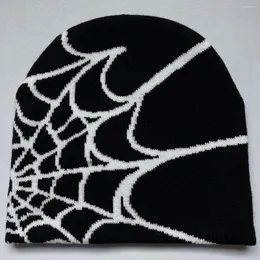 Berretti Moda Maglia Spider Web Design Cappello per uomo Donna Pullover Berretto in pile Y2k Goth Cappelli a cuffia caldi Hip-hop Street Winter