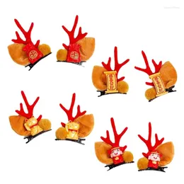 Hair Accessories Kids Christmas Antlers Clips Reindeer Duckbill Clip Year Ponytail Decor Non-Slip Side Hairstyle Tool